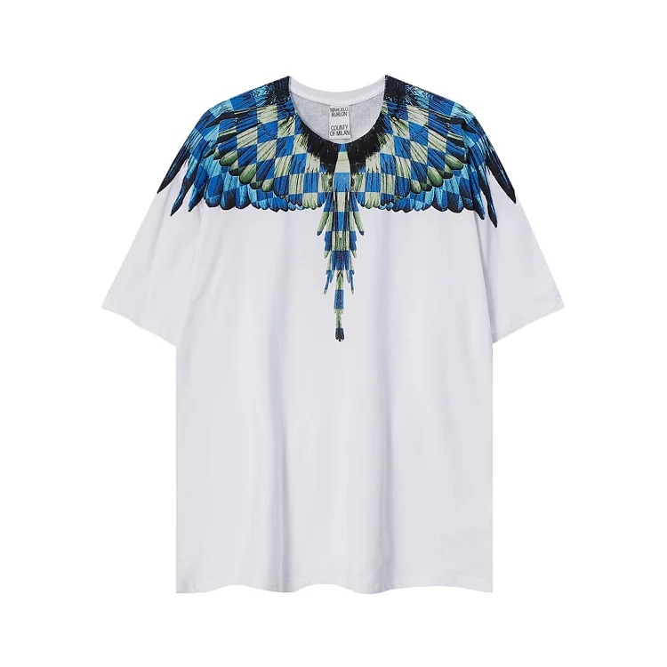 MB wings short-sleeved Marcelo European and American trendy brand men's and women's feather T-shirt half-sleeved MARCELO printed tee