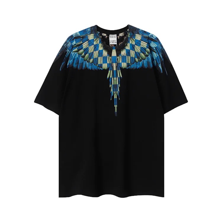 MB wings short-sleeved Marcelo European and American trendy brand men's and women's feather T-shirt half-sleeved MARCELO printed tee