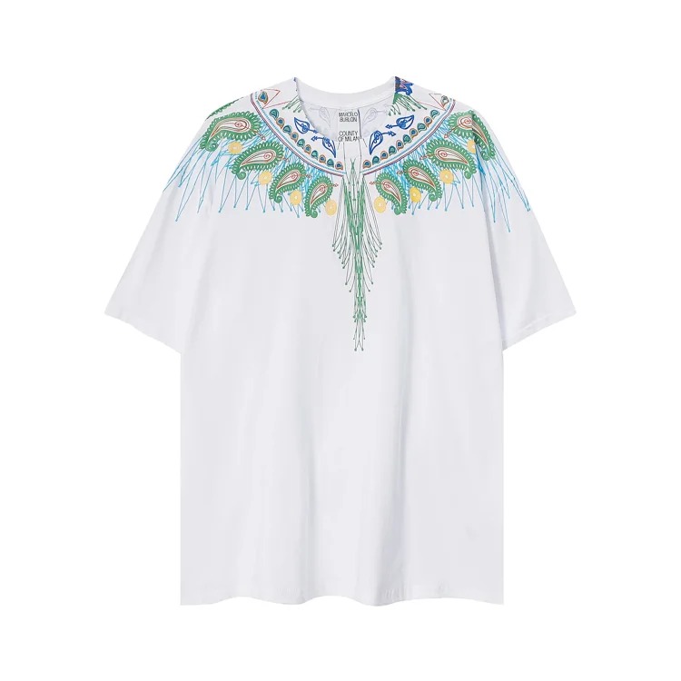 MB wings short-sleeved Marcelo European and American trendy brand men's and women's feather T-shirt half-sleeved MARCELO printed tee