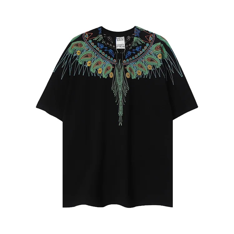 MB wings short-sleeved Marcelo European and American trendy brand men's and women's feather T-shirt half-sleeved MARCELO printed tee