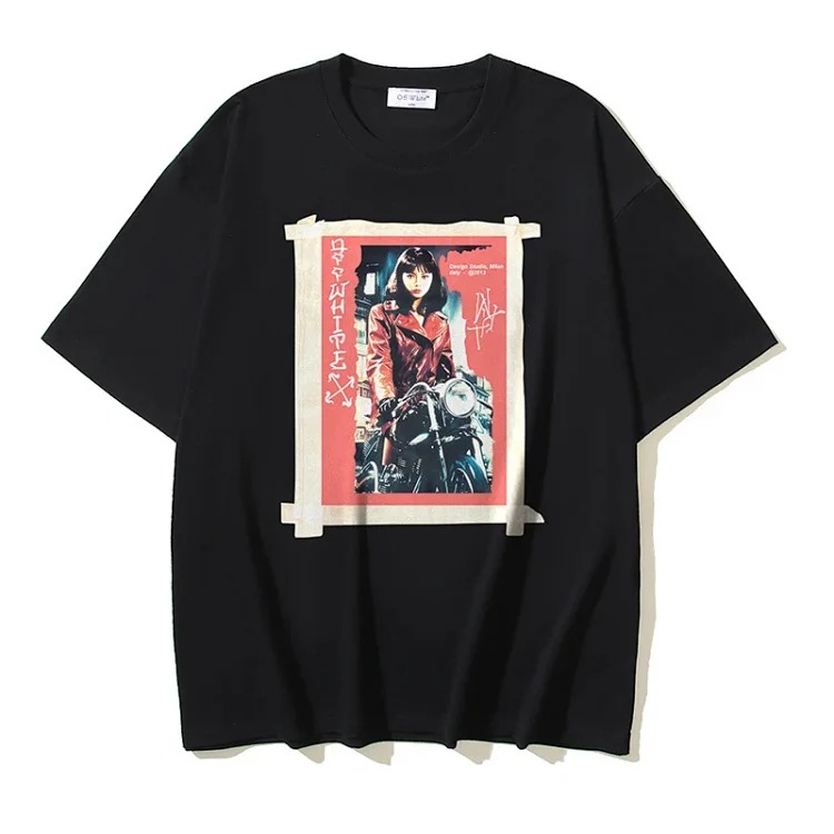 European and American trendy brand OW Bulls basketball short-sleeved loose T-shirt for men and women couples