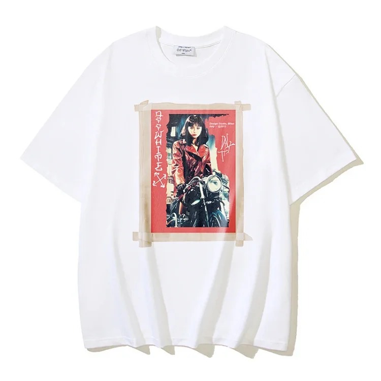 European and American trendy brand OW Bulls basketball short-sleeved loose T-shirt for men and women couples