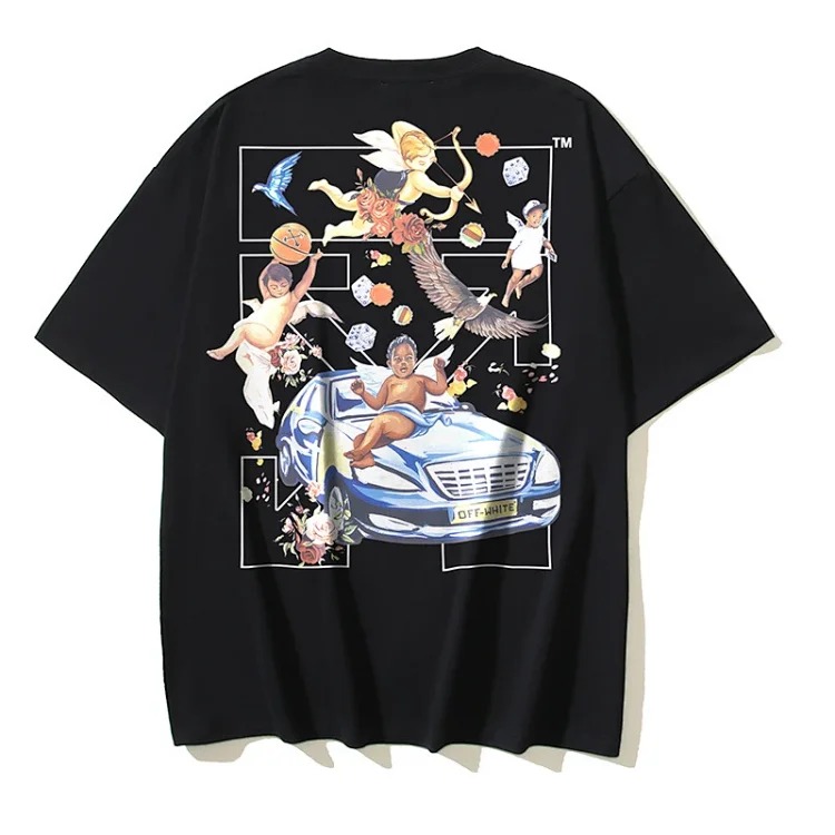 European and American trendy brand OW Bulls basketball short-sleeved loose T-shirt for men and women couples
