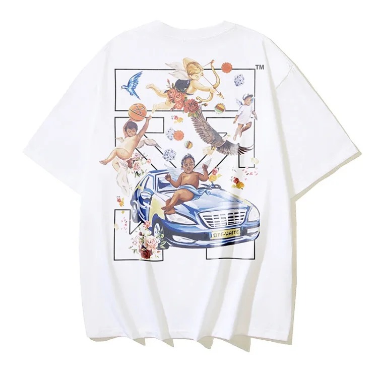 European and American trendy brand OW Bulls basketball short-sleeved loose T-shirt for men and women couples