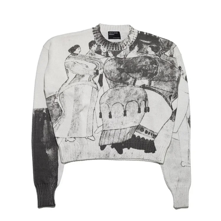 Distressed ripped irregular design casual sweater jacket V-neck