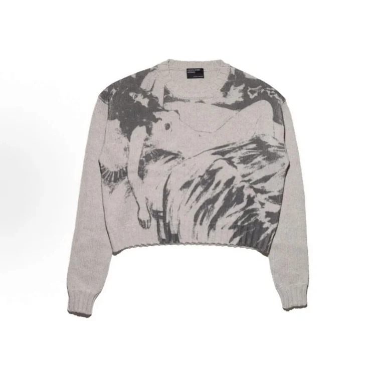 Distressed ripped irregular design casual sweater jacket V-neck