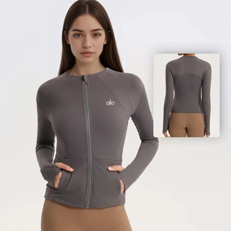 alo's same style yoga jacket waist slim fit quick-drying versatile fitness yoga sportswear women's long-sleeved morning running top