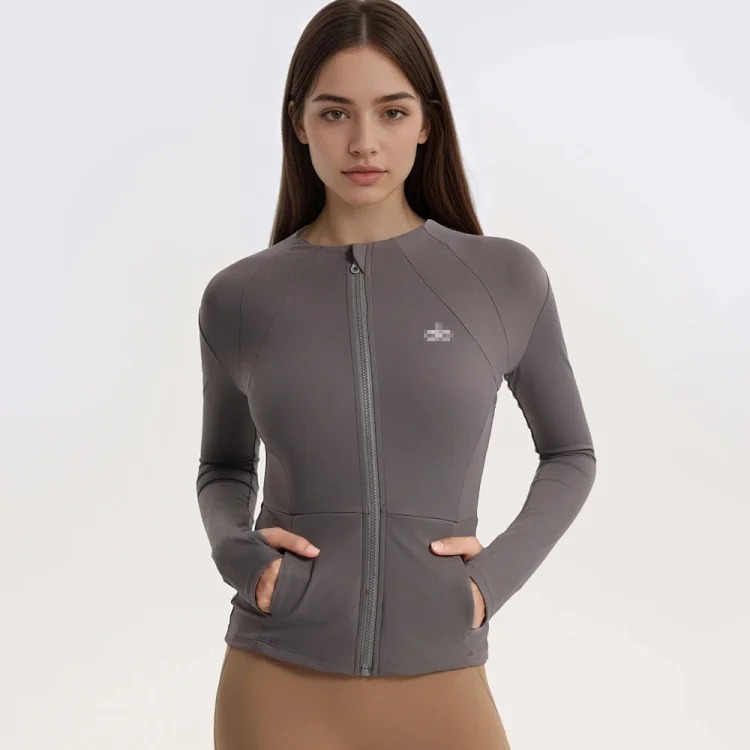 Alo's same style yoga jacket waist slim fit quick-drying versatile fitness yoga sportswear women's long-sleeved morning running top image 3