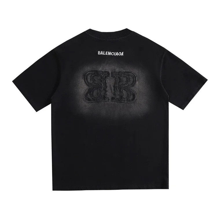 Style for men and women, fashionable and versatile round neck pullover T-shirt, hand-painted splash-ink trendy brand