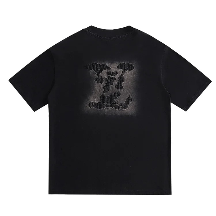 Style for men and women, fashionable and versatile round neck pullover T-shirt, hand-painted splash-ink trendy brand