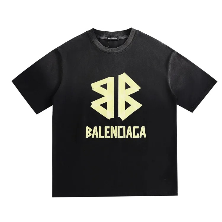 Style for men and women, fashionable and versatile round neck pullover T-shirt, hand-painted splash-ink trendy brand