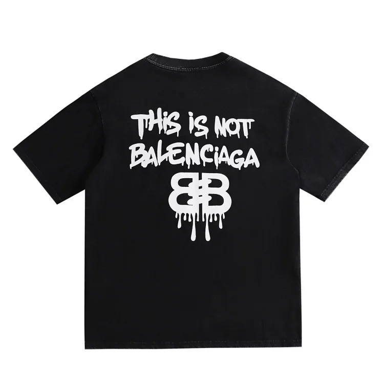 Style for men and women, fashionable and versatile round neck pullover T-shirt, hand-painted splash-ink trendy brand