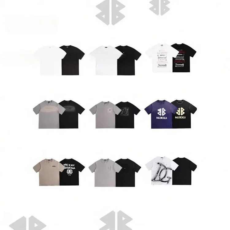 Style for men and women, fashionable and versatile round neck pullover T-shirt, hand-painted splash-ink trendy brand