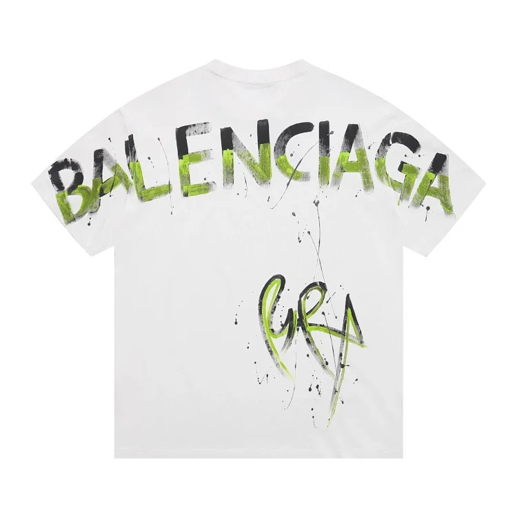 Style for men and women, fashionable and versatile round neck pullover T-shirt, hand-painted splash-ink trendy brand