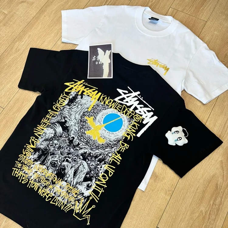 Qiwujia stussy stussy crow is coming luminous fluorescent short-sleeved Cleanfit popular 260g heavy short-sleeved T-shirt high street American style