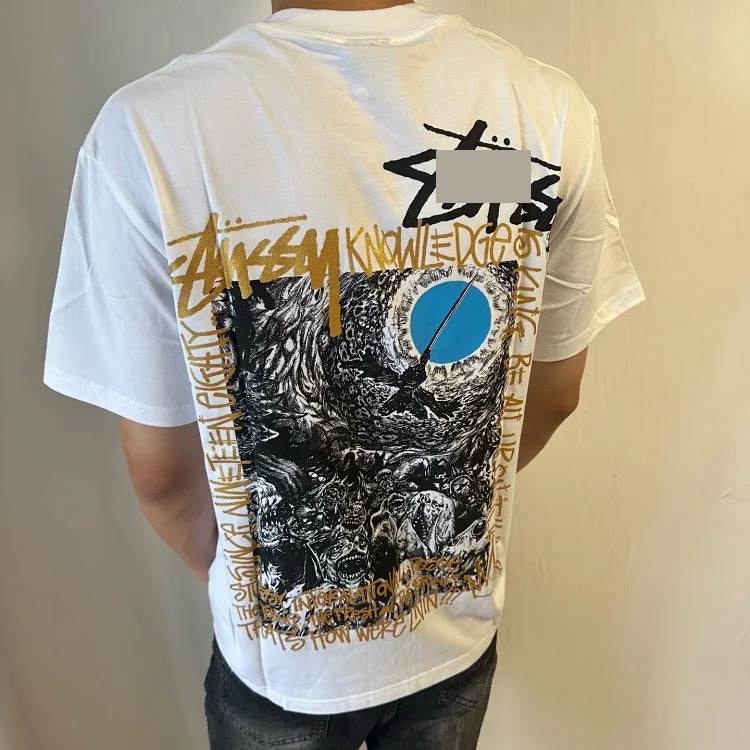 Qiwujia stussy stussy crow is coming luminous fluorescent short-sleeved Cleanfit popular 260g heavy short-sleeved T-shirt high street American style