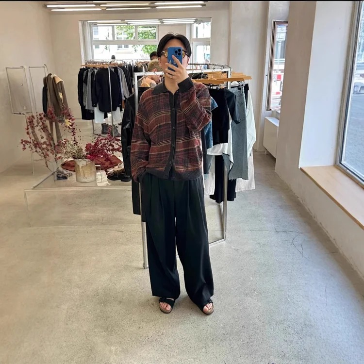 OurLegacy plaid retro simple knitted sweater lazy style striped jacket and sweater for men and women