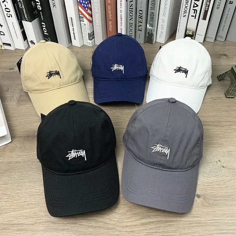 Stussy SS25 classic retro cursive small label embroidered logo peaked cap sun hat loose and adjustable original order five colors available Check the actual color of the actual photo: white