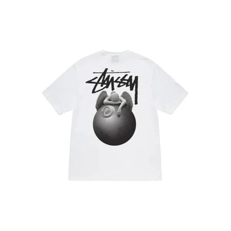 Original manufacturing STUSSY Angel No. 8 ball pattern new pattern round neck printed short-sleeved Originated from the surfing resort of Southern California, USA, it has redefined the desig