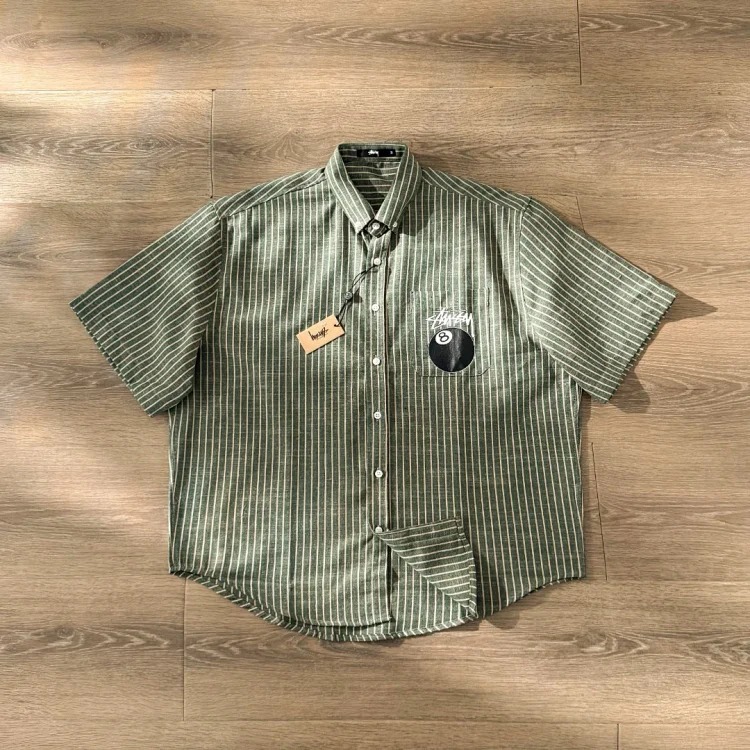 Original production Stussy spring and summer light style classic striped printed short-sleeved shirt, - oversize - - classic striped style - double-sided printing - light and thin fabric, br