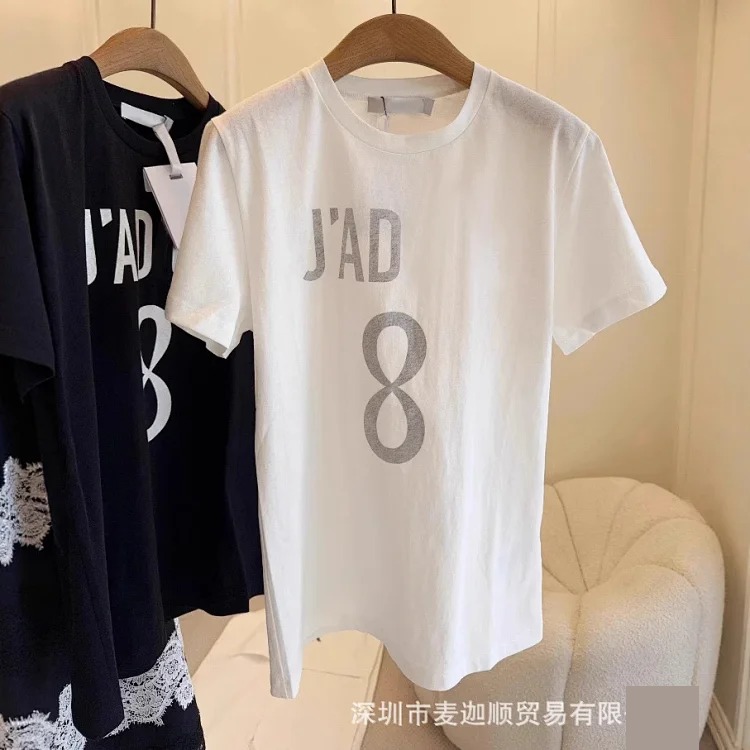 D new home T-shirt printed pure cotton summer loose women's trendy letter tops women's tops short-sleeved 25 high-end
