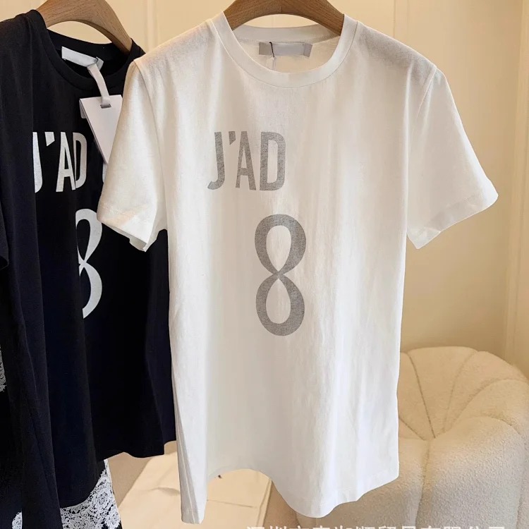 D new home T-shirt printed pure cotton summer loose women's trendy letter tops women's tops short-sleeved 25 high-end