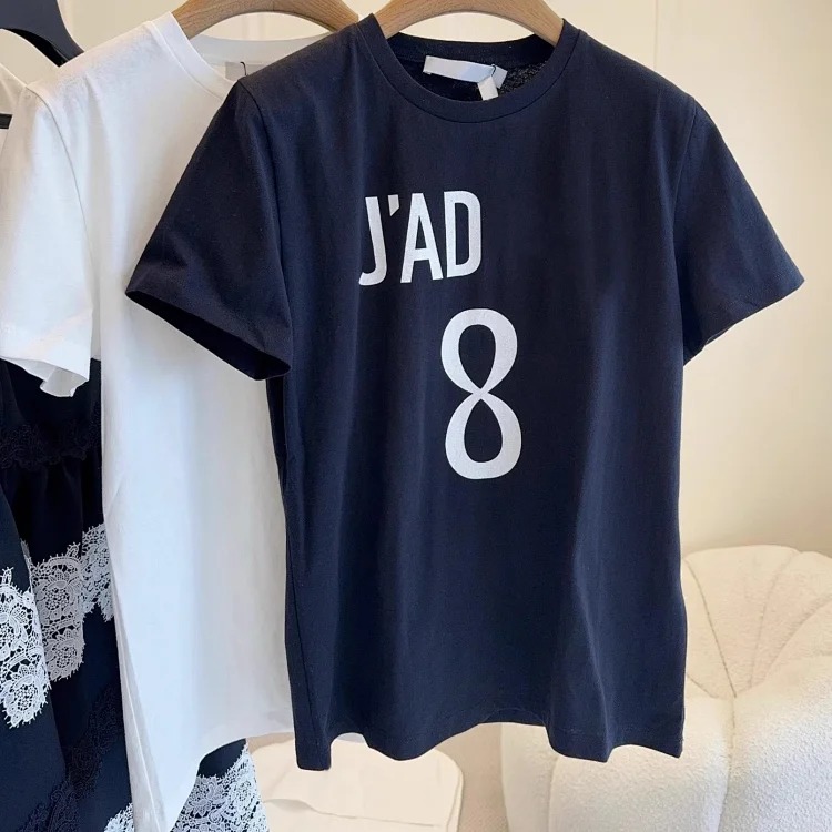 D new home T-shirt printed pure cotton summer loose women's trendy letter tops women's tops short-sleeved 25 high-end