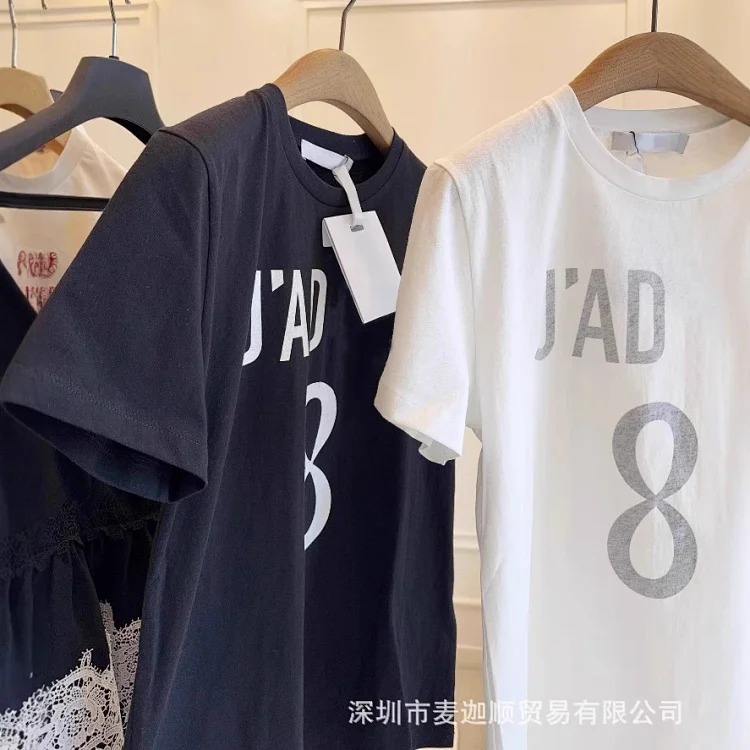 D new home T-shirt printed pure cotton summer loose women's trendy letter tops women's tops short-sleeved 25 high-end