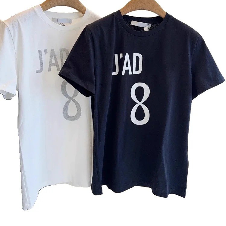 D new home T-shirt printed pure cotton summer loose women's trendy letter tops women's tops short-sleeved 25 high-end
