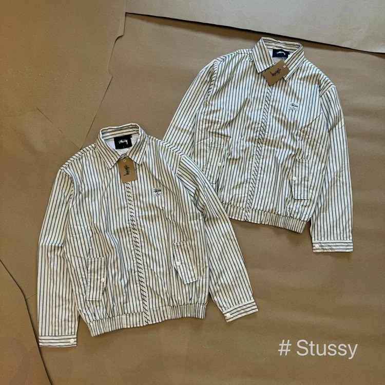 Original production 25SS Stussy Classic Retro Series Retro Vertical Striped Long Sleeve Jacket Unisex Originated from the surfing mecca of Southern California in the United States, it has re