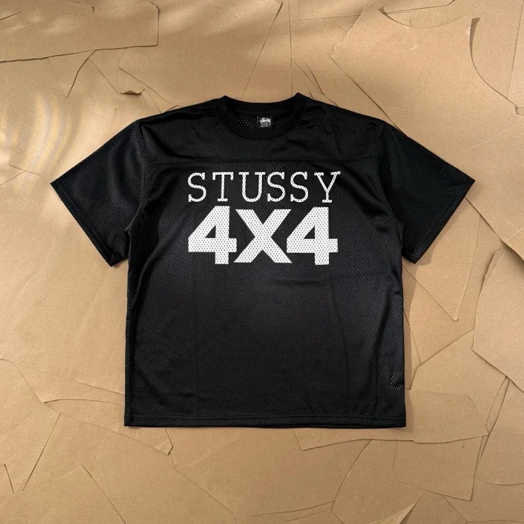 Original production Stussy Summer Sports Series Mesh Printed Round Neck Pullover Short Sleeve T-shirt Unisex for Men and Women - Loose Fit - Unisex for Men and Women - Sports Mesh Fabric - O