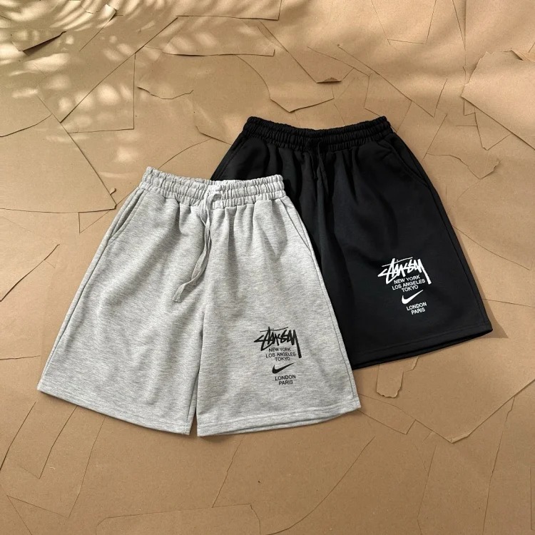 Original production Stussy Nike co-branded classic logo printed three-quarter shorts terry sports shorts