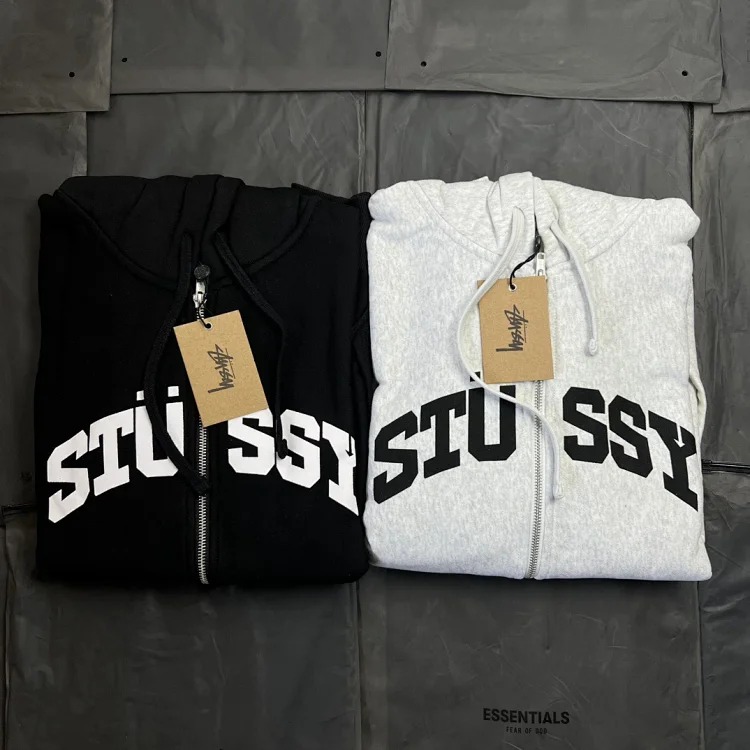 Stussy logo letter classic series new pattern printed zipper sweatshirt originated from the surfing resort of Southern California, USA, and redefined the design appearance and ideology of ca
