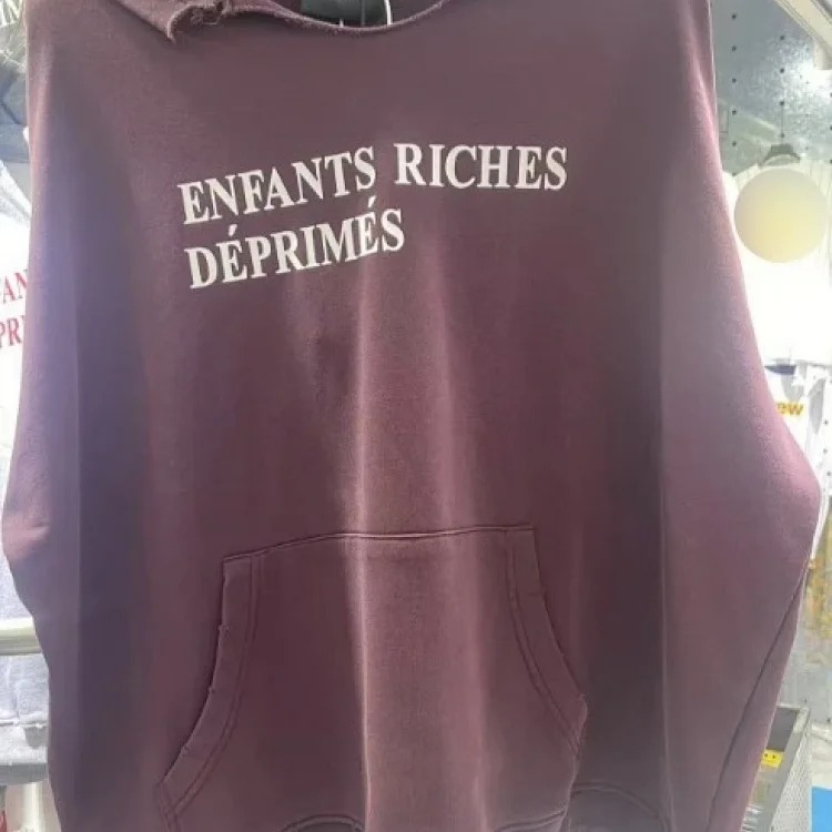 ERD Melancholy Rich Second Generation Washed and Distressed Letter Printed Hooded Sweatshirt