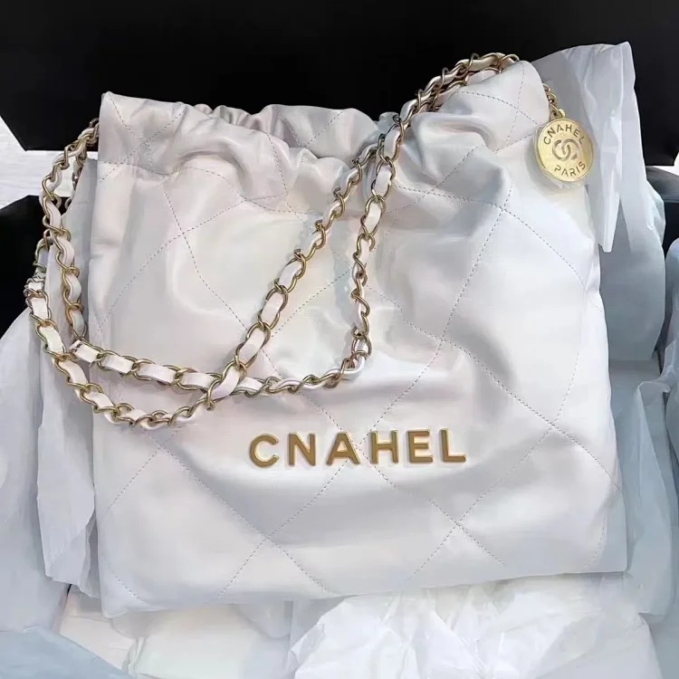 Xiaoxiangfeng Mini Garbage Bag Bag Diamond Pearl Chain Bag Genuine Leather 22bag Tote Bag Shoulder Crossbody Bag