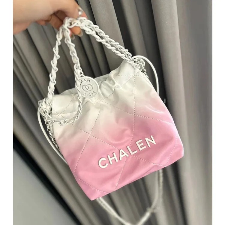 Xiaoxiangfeng Mini Garbage Bag Bag Diamond Pearl Chain Bag Genuine Leather 22bag Tote Bag Shoulder Crossbody Bag