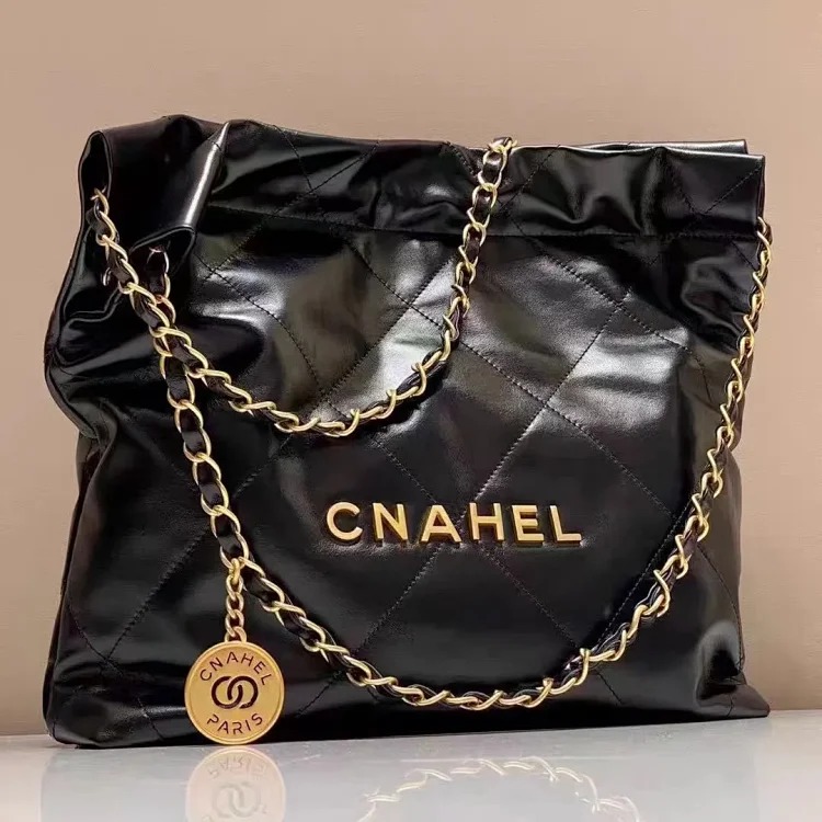 Xiaoxiangfeng Mini Garbage Bag Bag Diamond Pearl Chain Bag Genuine Leather 22bag Tote Bag Shoulder Crossbody Bag