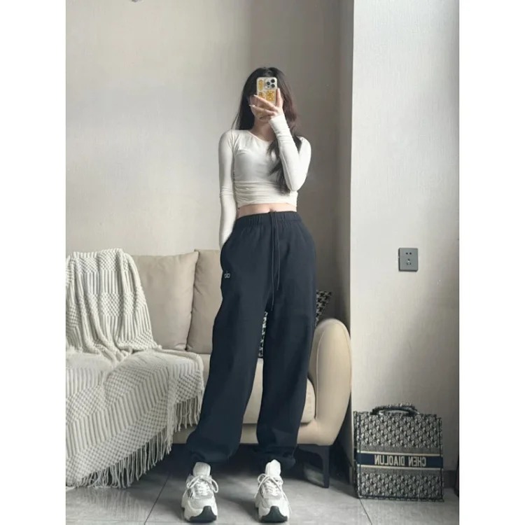 Yoga sweatpants, wide leg pants, drawstring trousers, loose and casual