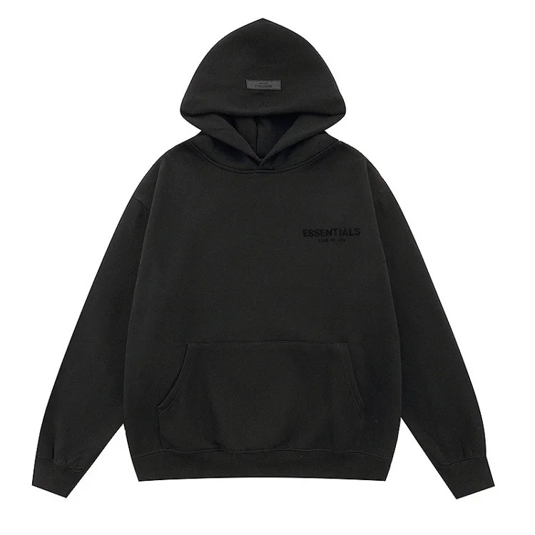 New FEAR OF GOD ESSENTIALS flocked letter men and women casual loose plus velvet hooded sweatshirt trendy