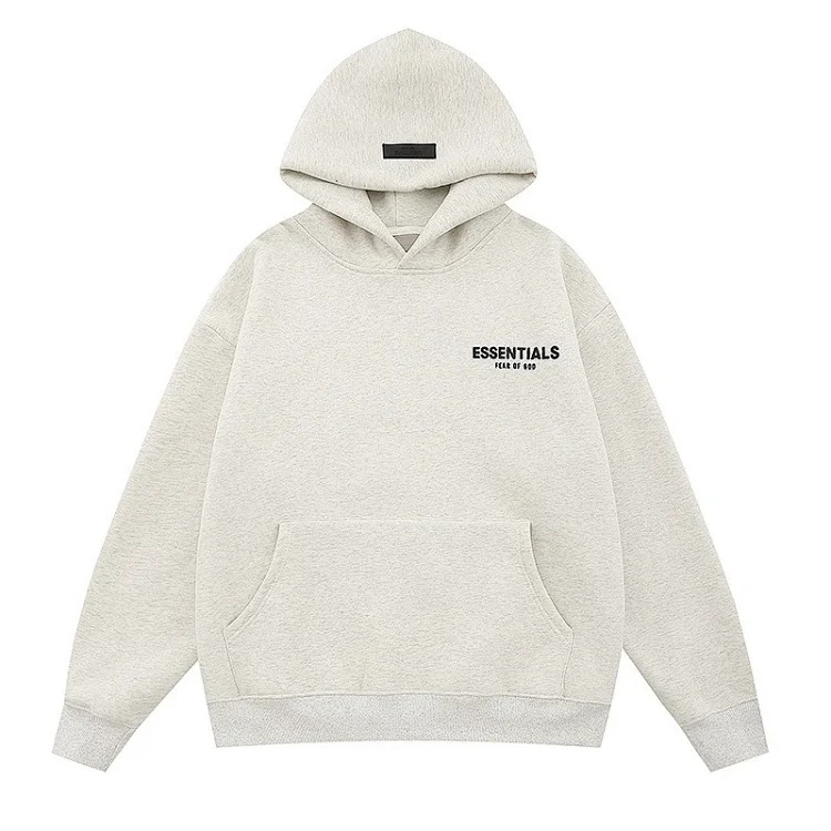 New FEAR OF GOD ESSENTIALS flocked letter men and women casual loose plus velvet hooded sweatshirt trendy