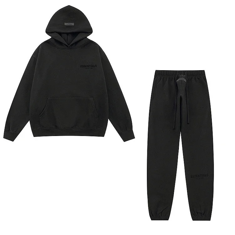 New FEAR OF GOD ESSENTIALS flocked letter men and women casual loose plus velvet hooded sweatshirt trendy