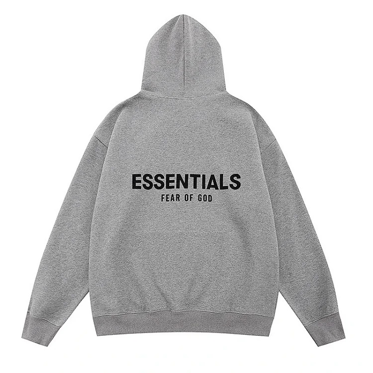 New FEAR OF GOD ESSENTIALS flocked letter men and women casual loose plus velvet hooded sweatshirt trendy