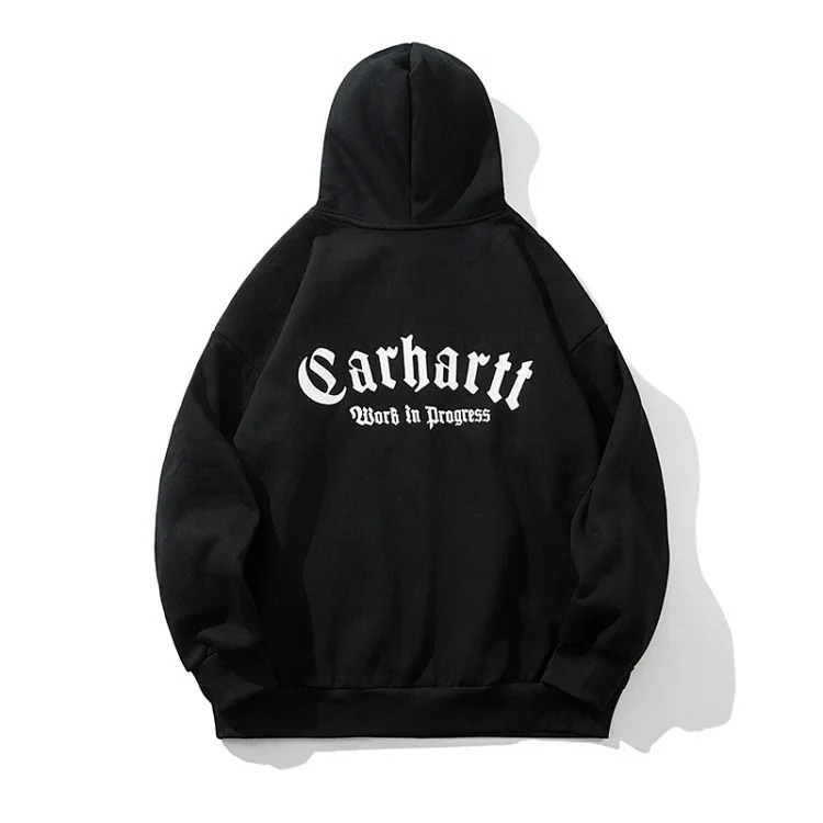 Classic letter embroidered men's and women's loose hooded plus fleece hoodie sweatshirt