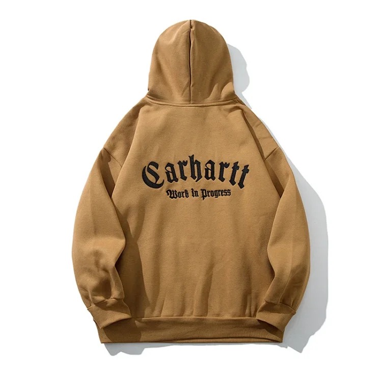 Classic letter embroidered men's and women's loose hooded plus fleece hoodie sweatshirt
