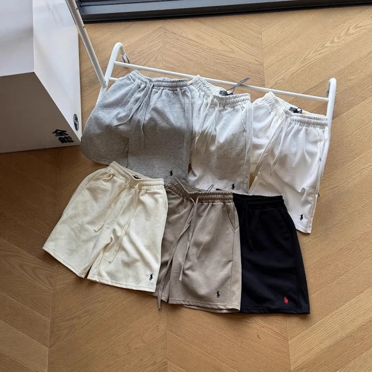 Cotton shorts, casual 50-point beach pants, casual retro pony embroidery