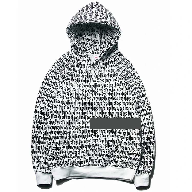 Men's lettered hooded sweatshirt jacket
