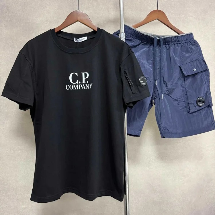 C.P. Company sleeves zipper button decoration loose workwear sports short-sleeved shorts suit