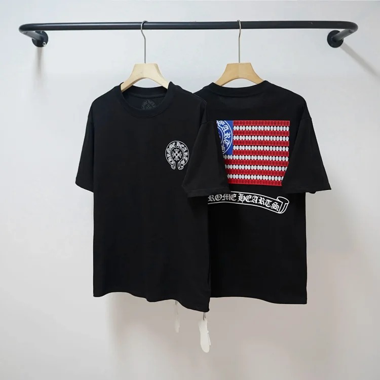 CH cross print round neck cotton men's trendy T-shirt