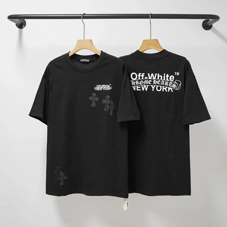 CH cross print round neck cotton men's trendy T-shirt