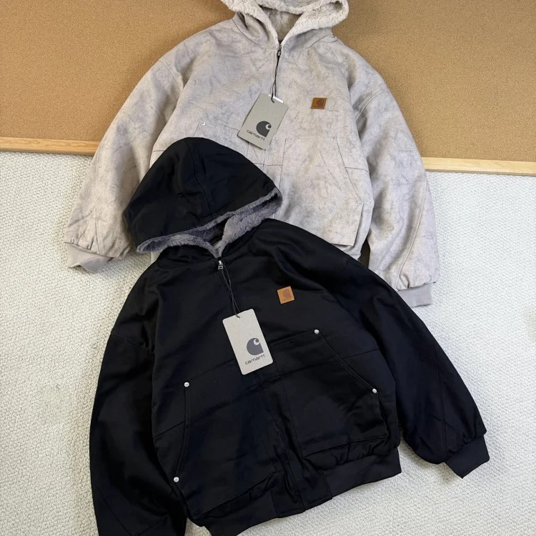 Hooded cotton jacket autumn and winter imitation mink fur marble thickened mountain carving